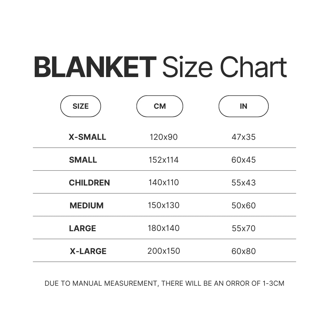 Blanket Size Chart - Sword Art Online Merchansie